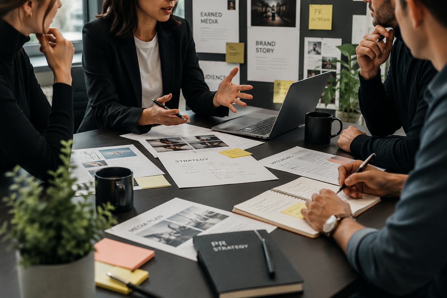 colleagues talking at a table