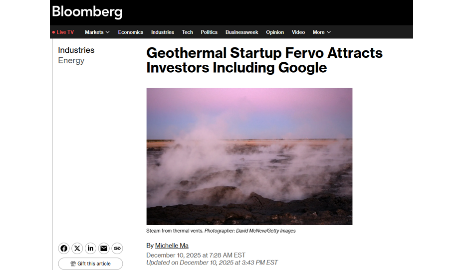 Fervo energy in Bloomberg