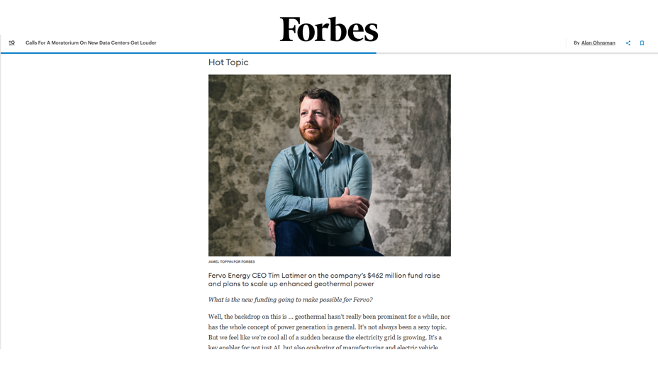Tim Latimer Fervo CEO in Forbes