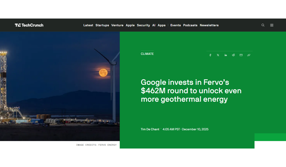 Fervo energy in TechCrunch